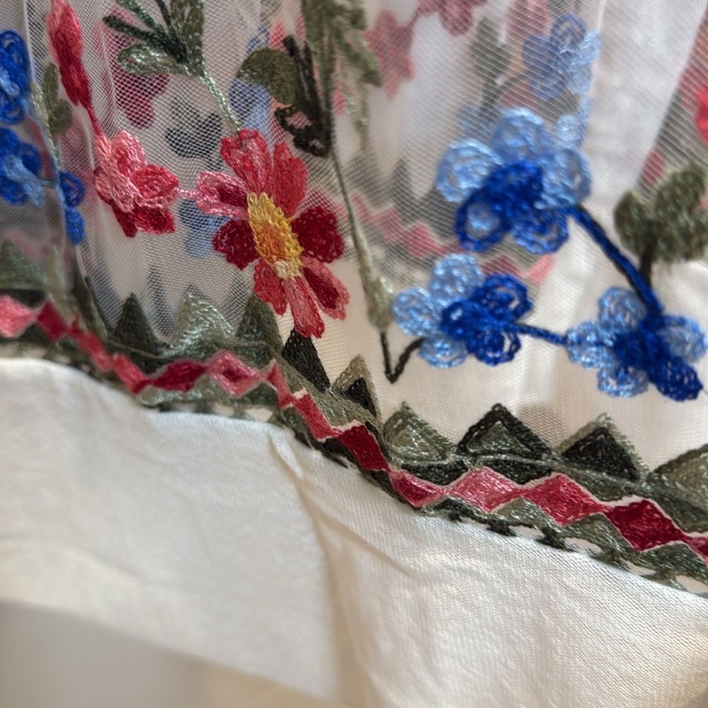 Kimono Sheer White Floral Embroidery Wedding Bridal Spring Shower Beach Boho - Picture 6 of 12